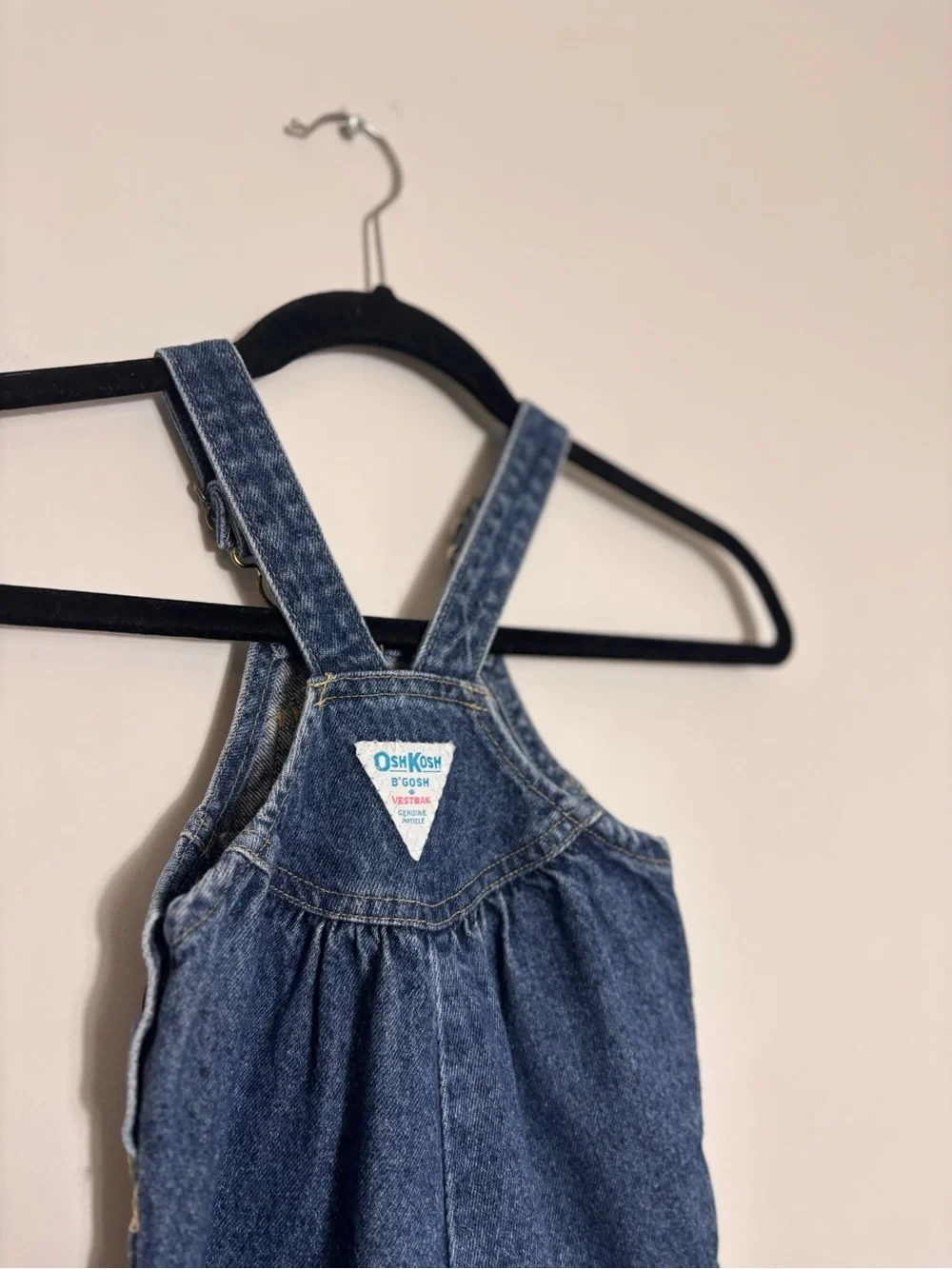 Vintage OshKosh B’gosh Baby Girl Denim Overalls 12 Months Pink Tag made in USA